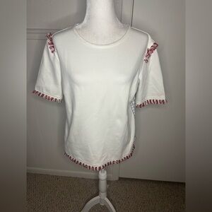 Vilagallo Short Sleeve Blouse Butterfly Insect Pattern size 42 or XL